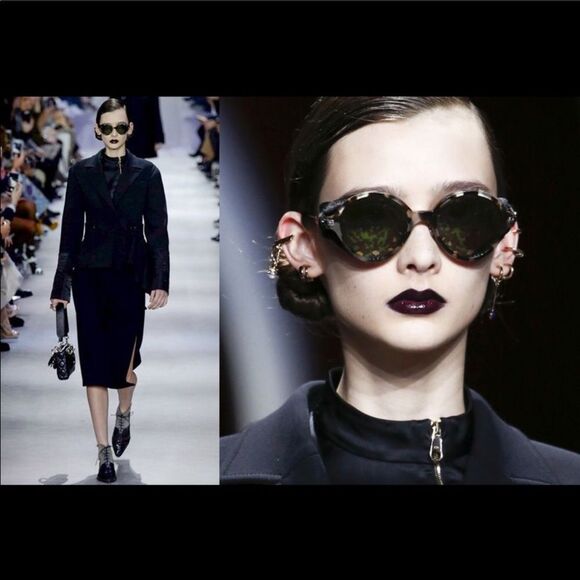 NEW Dior Umbrage Sunglasses Green Leaf Pattern Havana Runway Resortwear main image 13